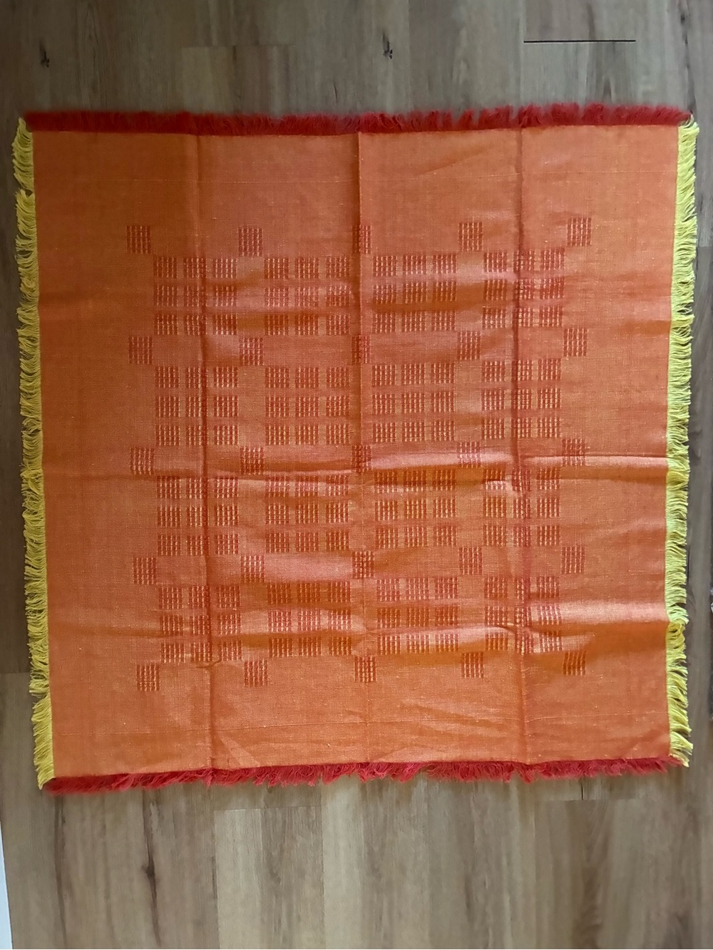 Orange Woven Tapestry with Yellow Fringe